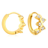 6.8 x 10.6mm vine-shaped white Czech crystal stud earrings with 2.2mm post and 10mm inner diameter, gold-plated
