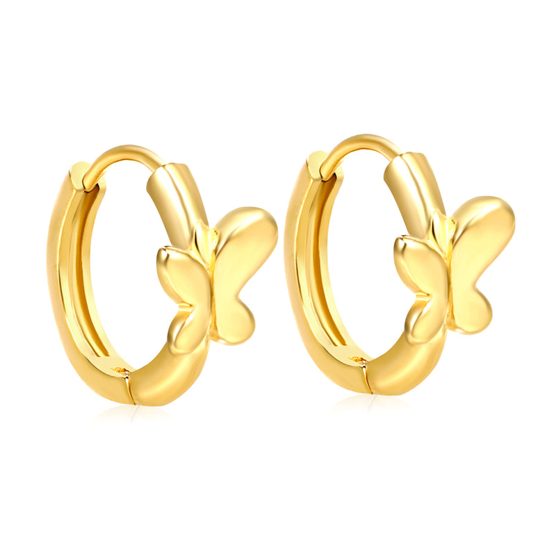 6.2 x 6.4mm Polished Butterfly, Ear Hook 2.2 x Inner Diameter 10mm, Earrings, Gold