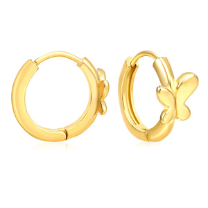 6.2 x 6.4mm Polished Butterfly, Ear Hook 2.2 x Inner Diameter 10mm, Earrings, Gold