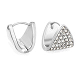12.8*13.2mm triangle dumplings with white diamonds earrings steel color / gold color