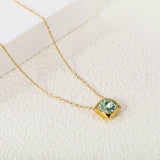Square Pendant with white & mineral black & deep purple & light purple & red & pink & deep blue & light blue & deep green & light green & white opal & pink opal pendant 10mm necklace 43+5cm