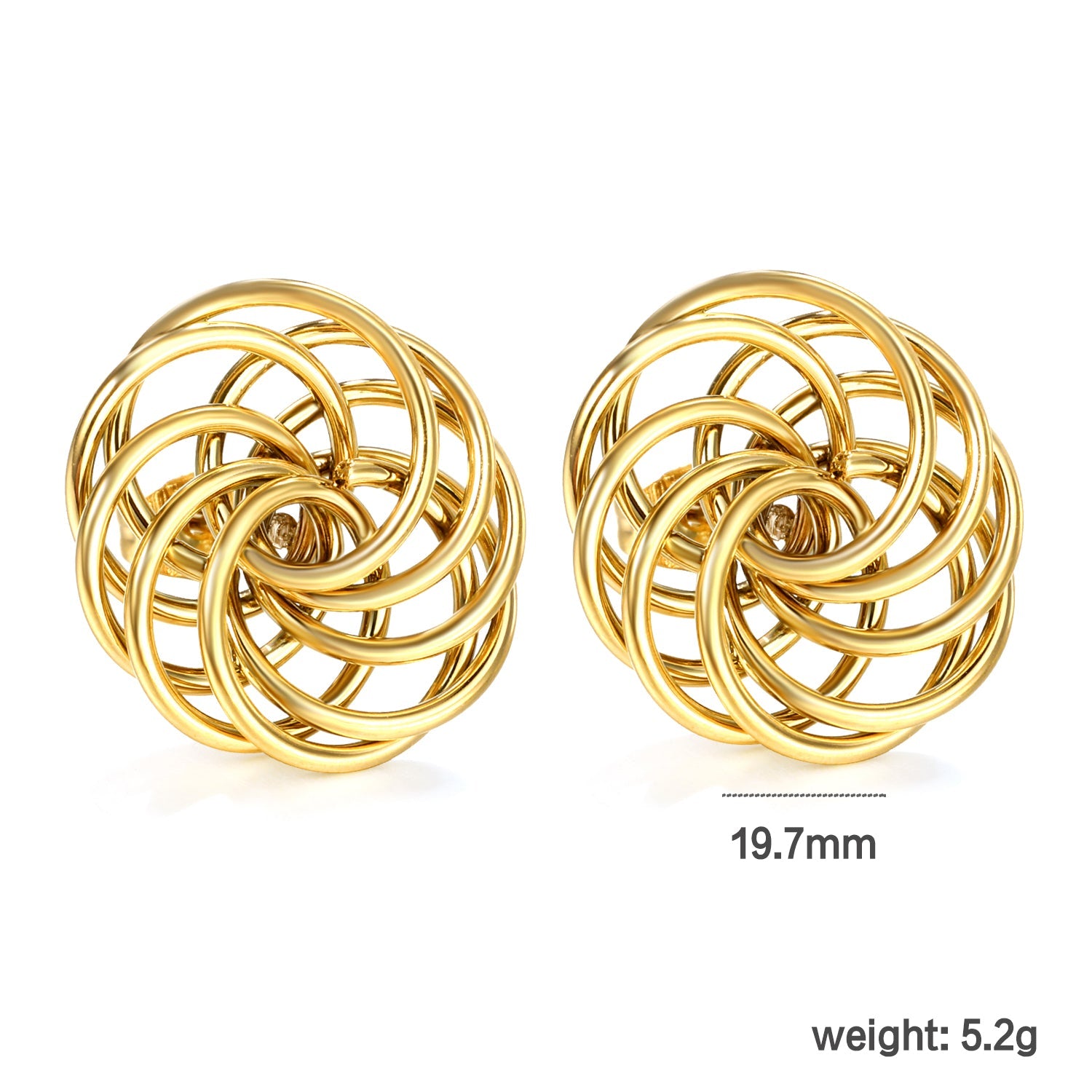 19.7mm round flower garland stud earrings gold color asonjewelry