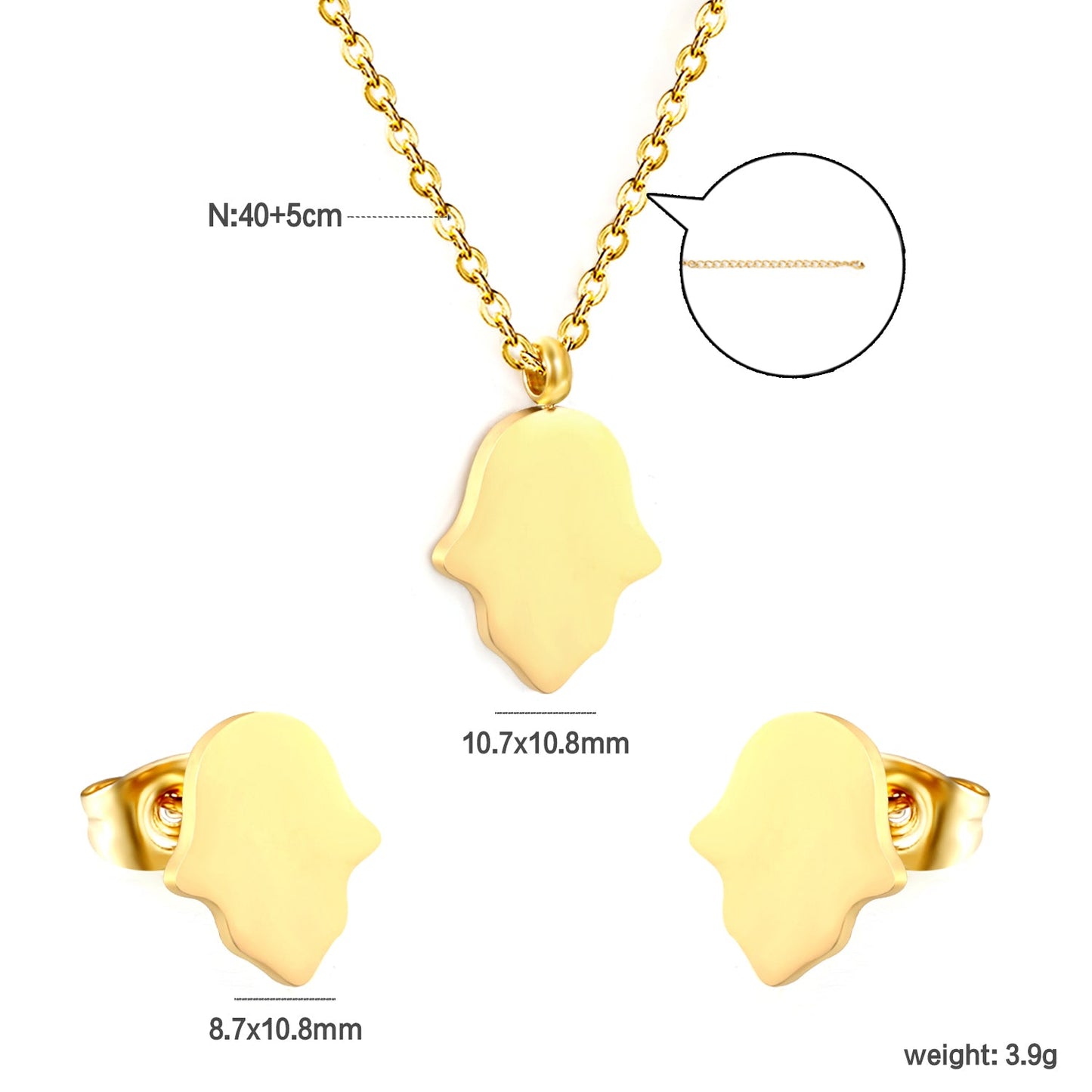 Glossy set Gold/light blue Earrings: 8.7*10.8mm Pendant: 10.7*13.6mm 0.3 cross chain 40+5cm+6mm round plate asonjewelry