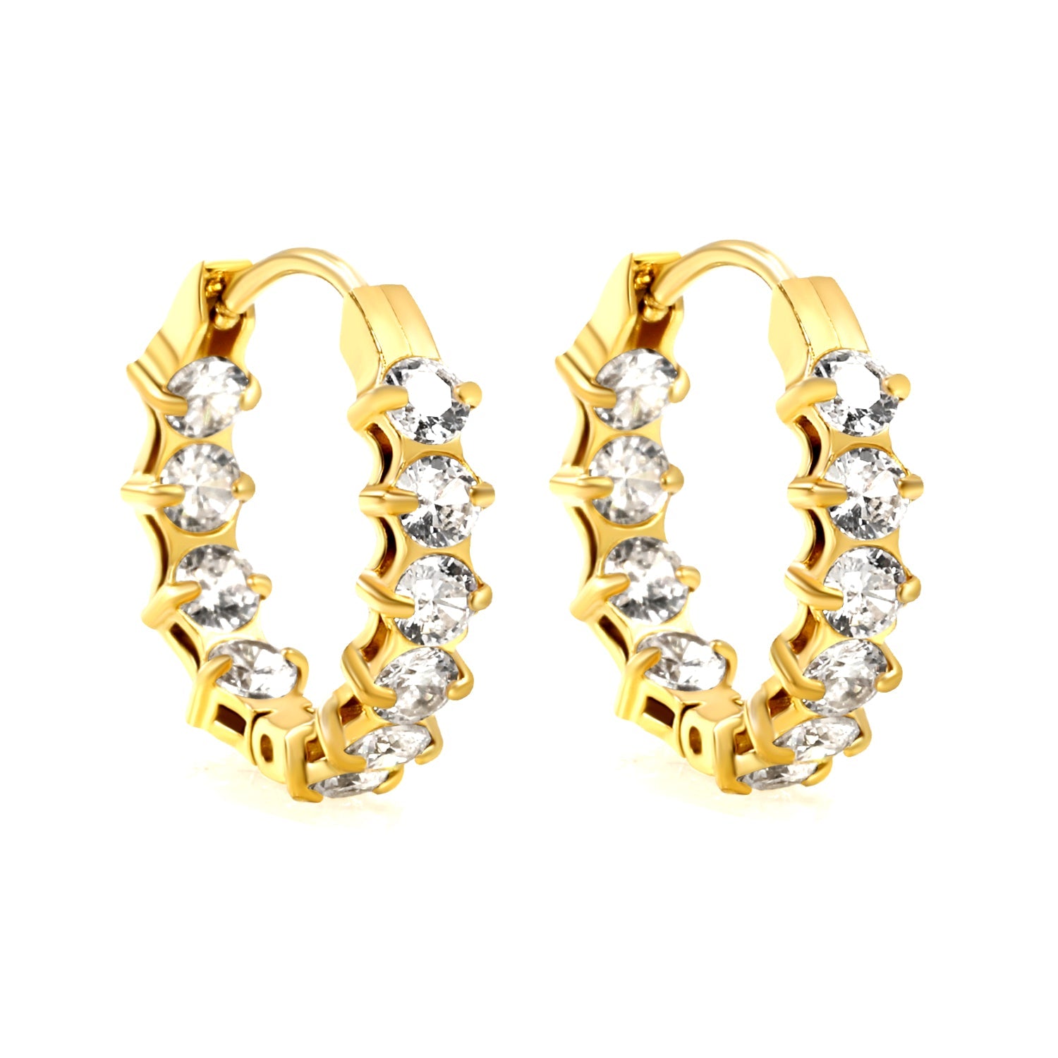 Thick 2.4*Wide 4.2*I.D. 14mm Ear Clips with rounded white/purple/pink zirconium steel/golden color asonjewelry