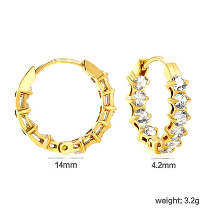 Thick 2.4*Wide 4.2*I.D. 14mm Ear Clips with rounded white/purple/pink zirconium steel/golden color asonjewelry