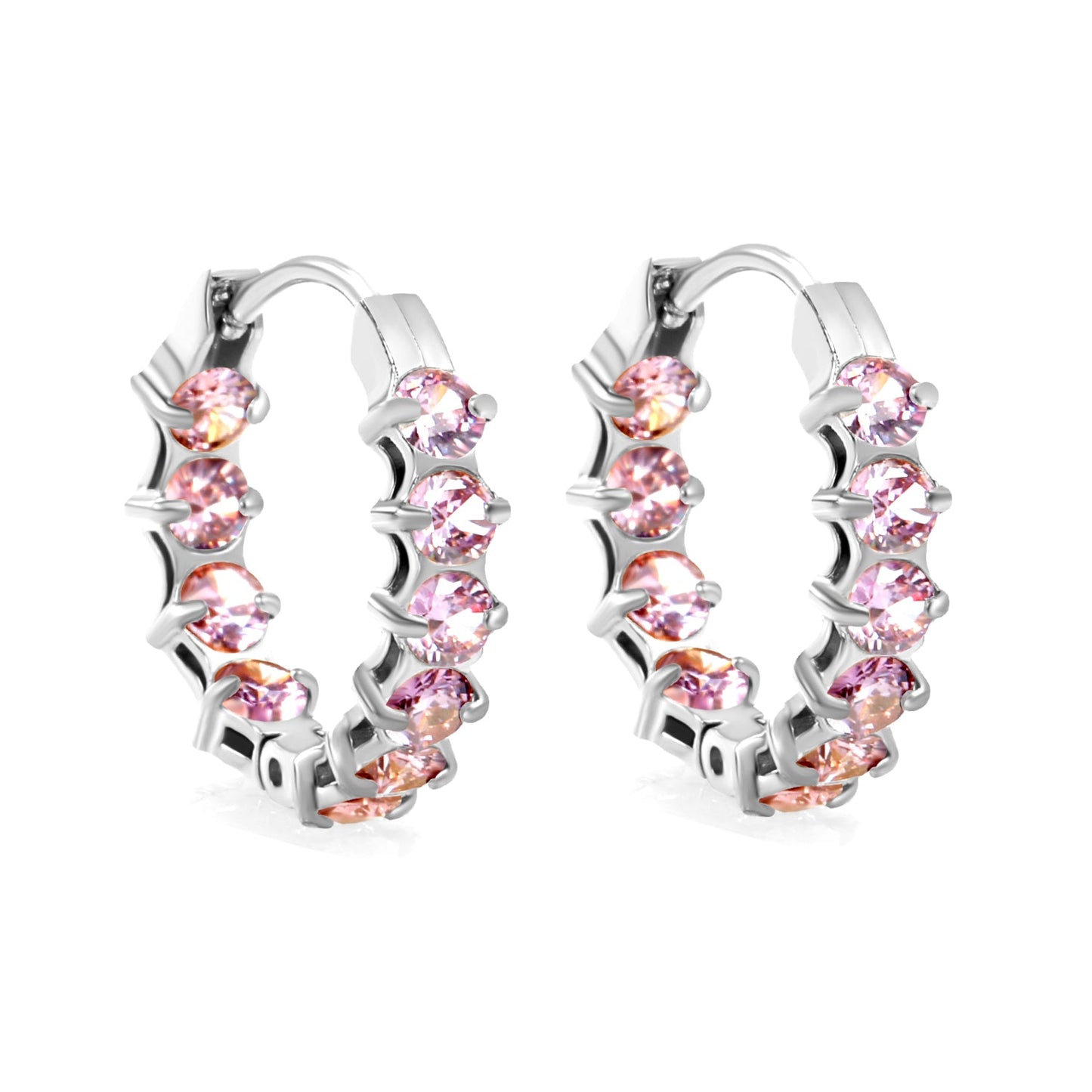 Thick 2.4*Wide 4.2*I.D. 14mm Ear Clips with rounded white/purple/pink zirconium steel/golden color asonjewelry