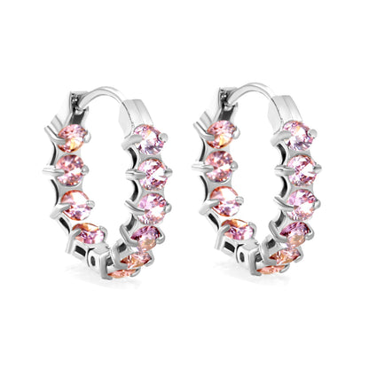 Thick 2.4*Wide 4.2*I.D. 14mm Ear Clips with rounded white/purple/pink zirconium steel/golden color asonjewelry