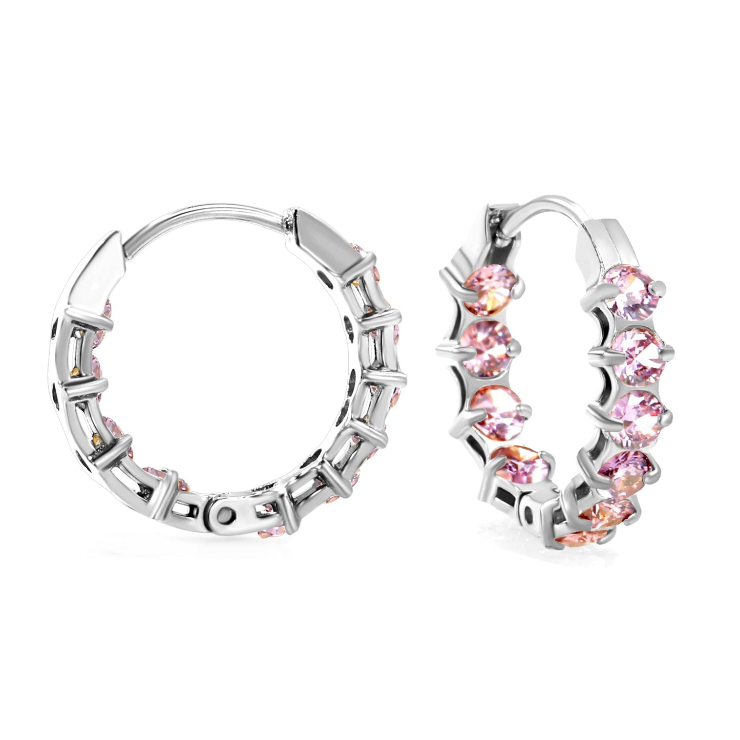 Thick 2.4*Wide 4.2*I.D. 14mm Ear Clips with rounded white/purple/pink zirconium steel/golden color asonjewelry
