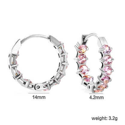 Thick 2.4*Wide 4.2*I.D. 14mm Ear Clips with rounded white/purple/pink zirconium steel/golden color asonjewelry