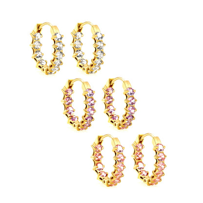 Thick 2.4*Wide 4.2*I.D. 14mm Ear Clips with rounded white/purple/pink zirconium steel/golden color asonjewelry
