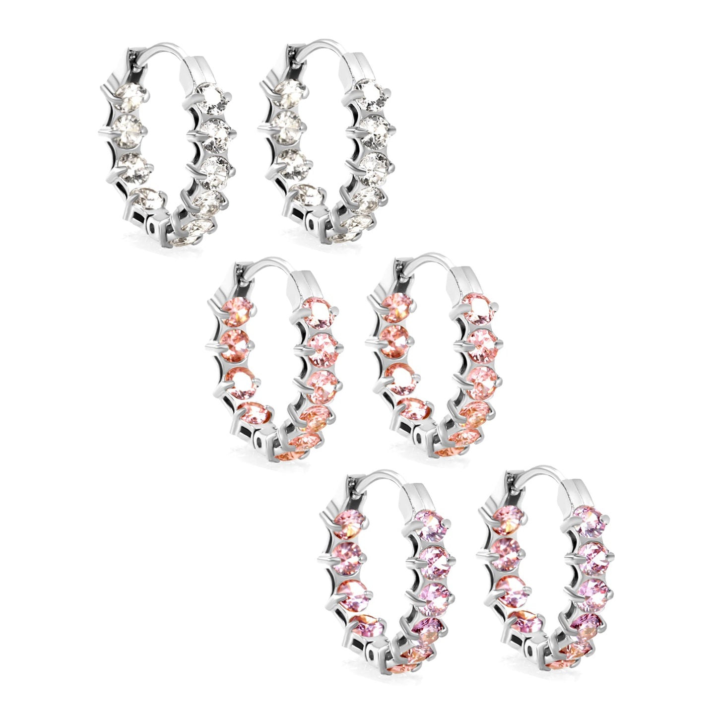 Thick 2.4*Wide 4.2*I.D. 14mm Ear Clips with rounded white/purple/pink zirconium steel/golden color asonjewelry