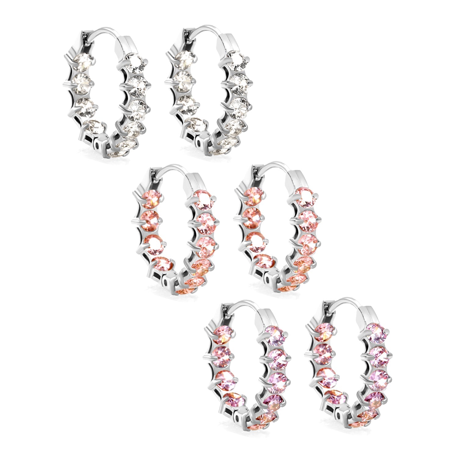 Thick 2.4*Wide 4.2*I.D. 14mm Ear Clips with rounded white/purple/pink zirconium steel/golden color asonjewelry