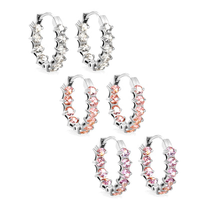 Thick 2.4*Wide 4.2*I.D. 14mm Ear Clips with rounded white/purple/pink zirconium steel/golden color asonjewelry