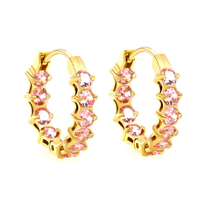 Thick 2.4*Wide 4.2*I.D. 14mm Ear Clips with rounded white/purple/pink zirconium steel/golden color asonjewelry