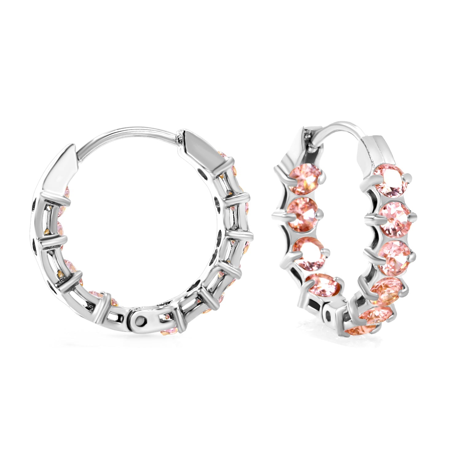 Thick 2.4*Wide 4.2*I.D. 14mm Ear Clips with rounded white/purple/pink zirconium steel/golden color asonjewelry