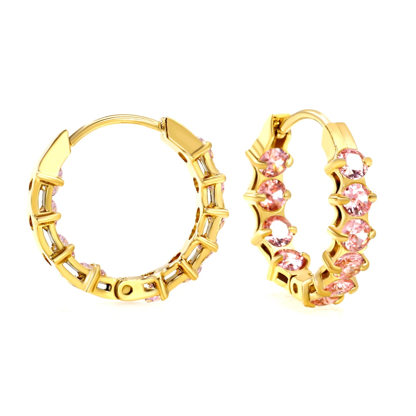 Thick 2.4*Wide 4.2*I.D. 14mm Ear Clips with rounded white/purple/pink zirconium steel/golden color asonjewelry
