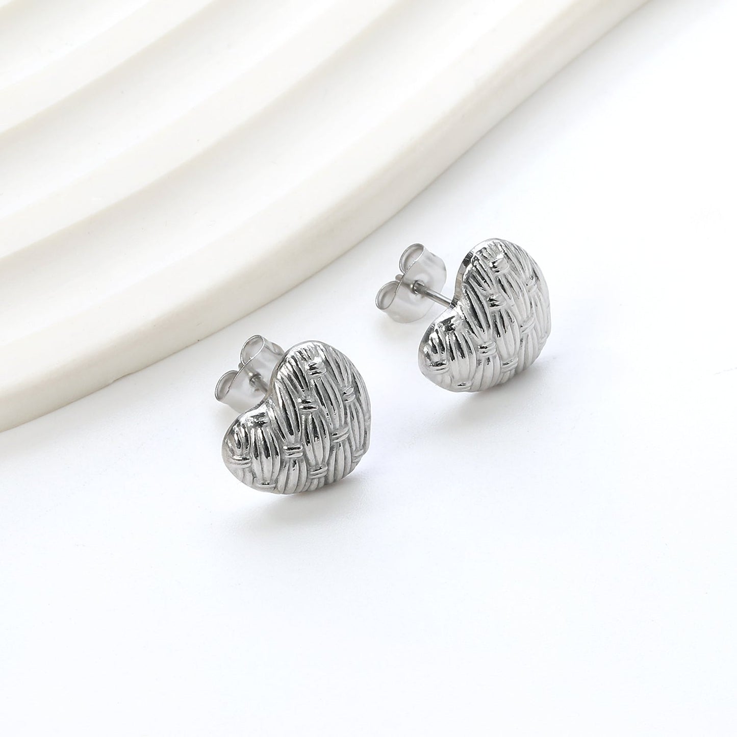 Heart with Braided Face Earrings 13.3*12mm asonjewelry