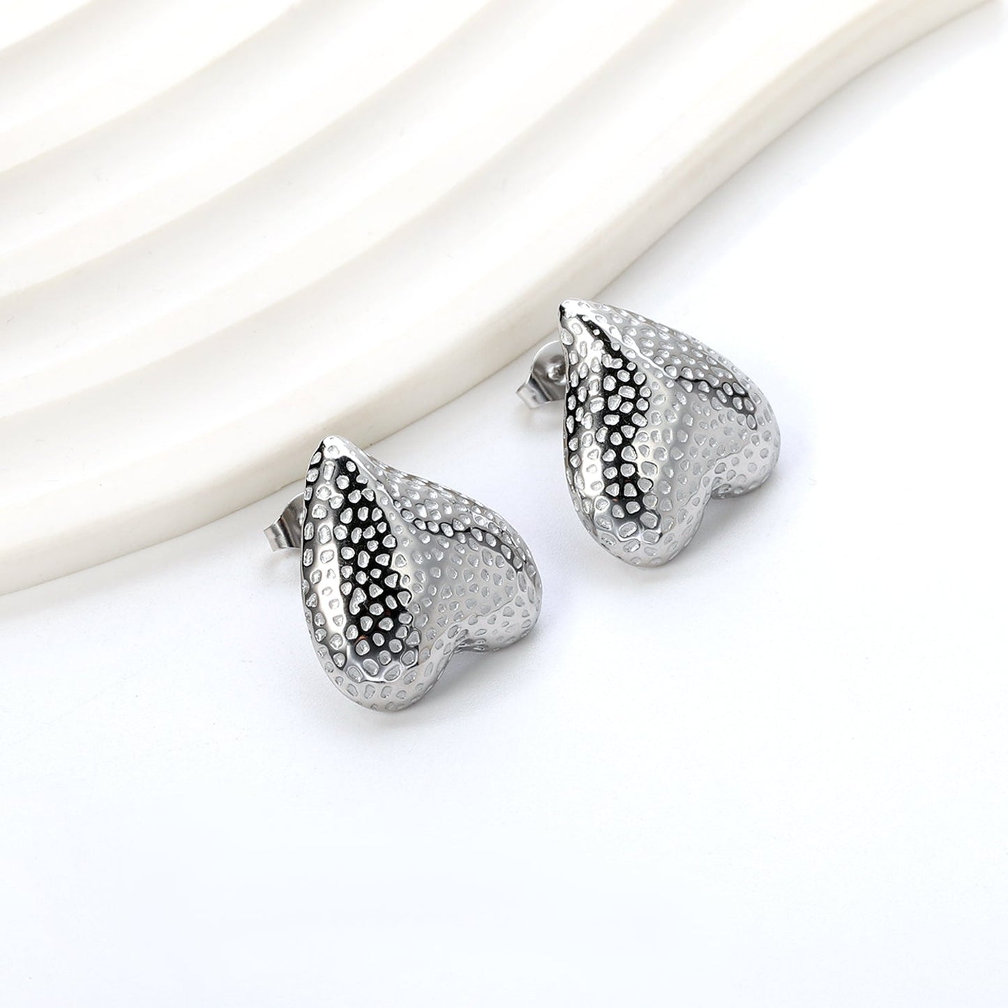 Inverted Peach Heart Pitted Face Earrings 19.7*21mm asonjewelry