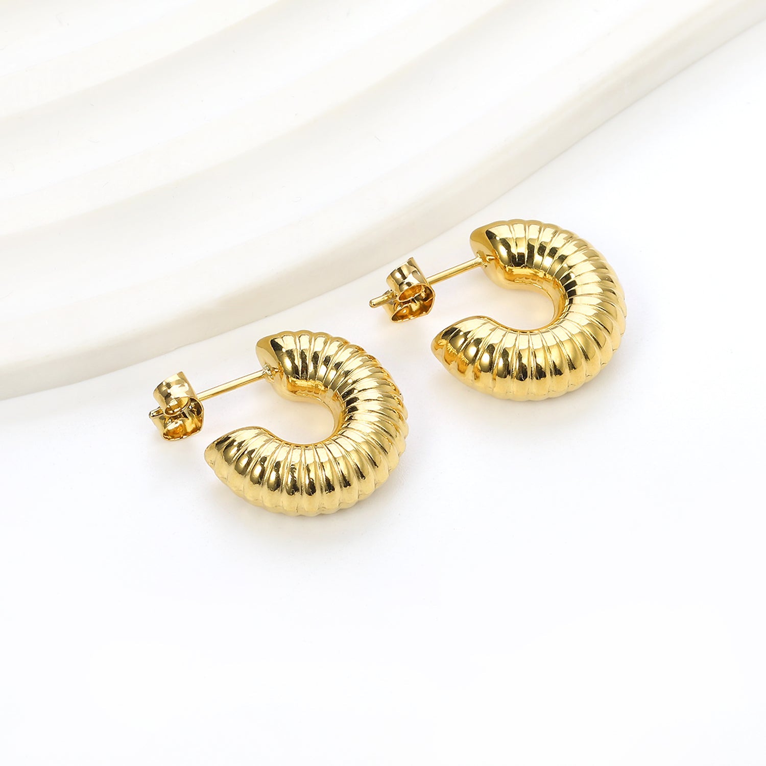 C-Shaped Horizontal Stud Earrings 6*17.5 asonjewelry