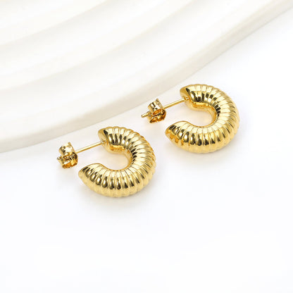 C-Shaped Horizontal Stud Earrings 6*17.5 asonjewelry