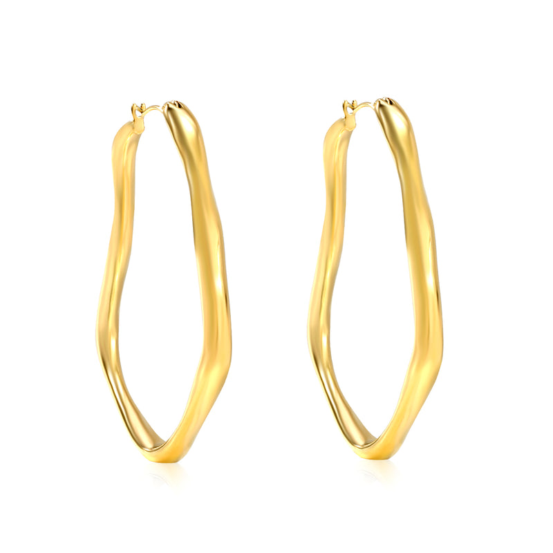 35*51.4mm Shaped Line Ear Buttons Steel/Golden