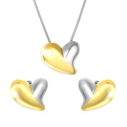 Love Set Steel/Gold/Mixed Earrings: 27*27.3mm Pendant: 27*27.3mm 1.6 Round Snake Chain 43+5cm+6mm Round Tail Tag asonjewelry