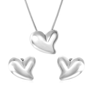 Love Set Steel/Gold/Mixed Earrings: 27*27.3mm Pendant: 27*27.3mm 1.6 Round Snake Chain 43+5cm+6mm Round Tail Tag