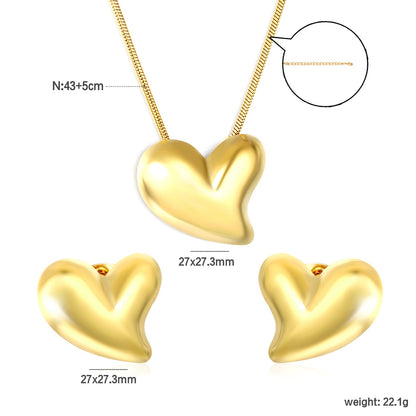 Love Set Steel/Gold/Mixed Earrings: 27*27.3mm Pendant: 27*27.3mm 1.6 Round Snake Chain 43+5cm+6mm Round Tail Tag asonjewelry