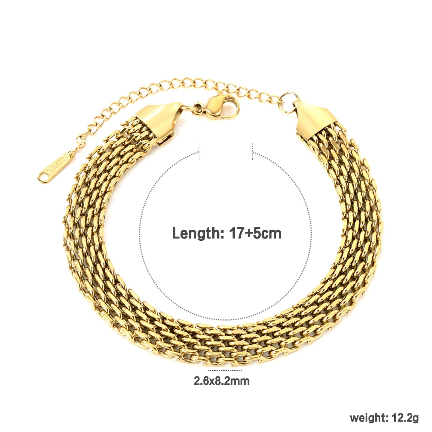2.6*8.2mm Braided Mesh Bracelet 17+5cm asonjewelry