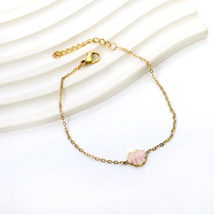 Shell with Pink Drip Oil*9.4*8.4 Bracelet 18+3cm asonjewelry