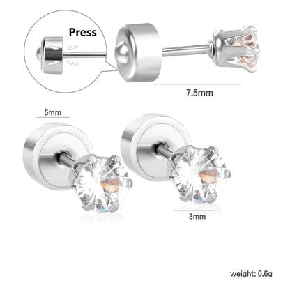 12 pair 3-5mm steel color/gold/rose gold pat plug earrings asonjewelry