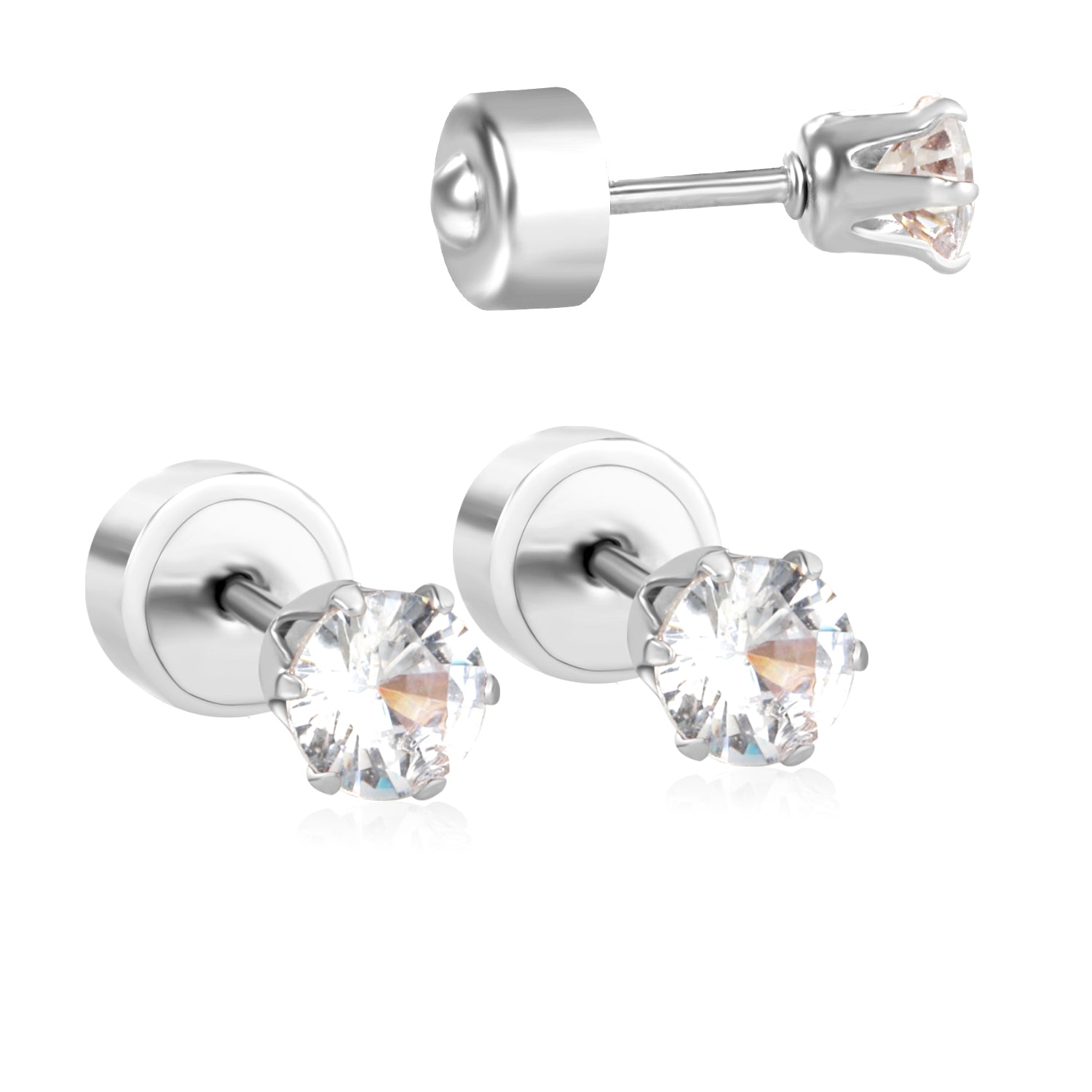 12 pair 3-5mm steel color/gold/rose gold pat plug earrings asonjewelry