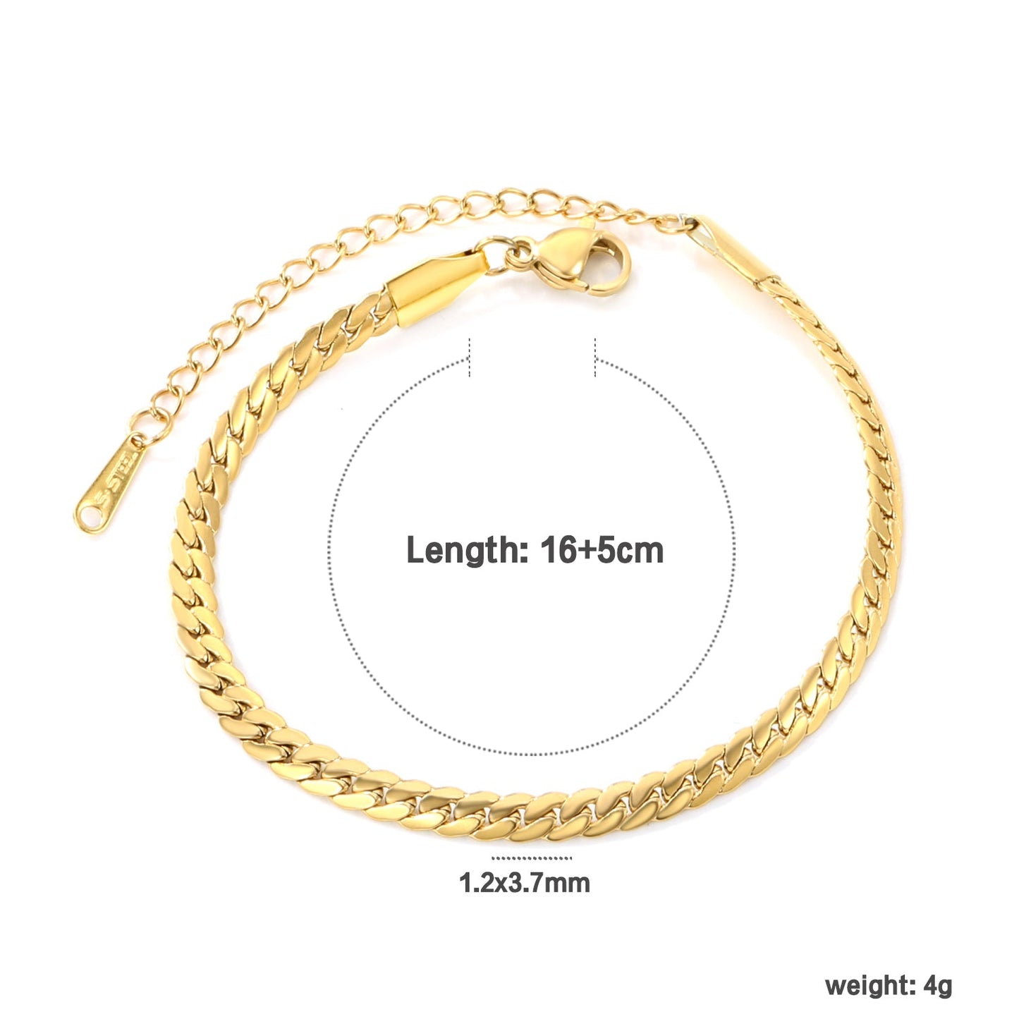 1.2*3.7mm two strands braided bracelet 16+5cm asonjewelry