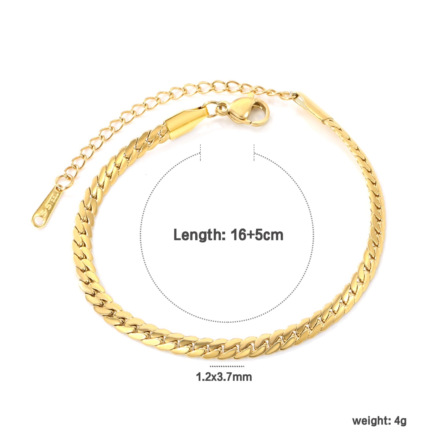 1.2*3.7mm two strands braided bracelet 16+5cm asonjewelry