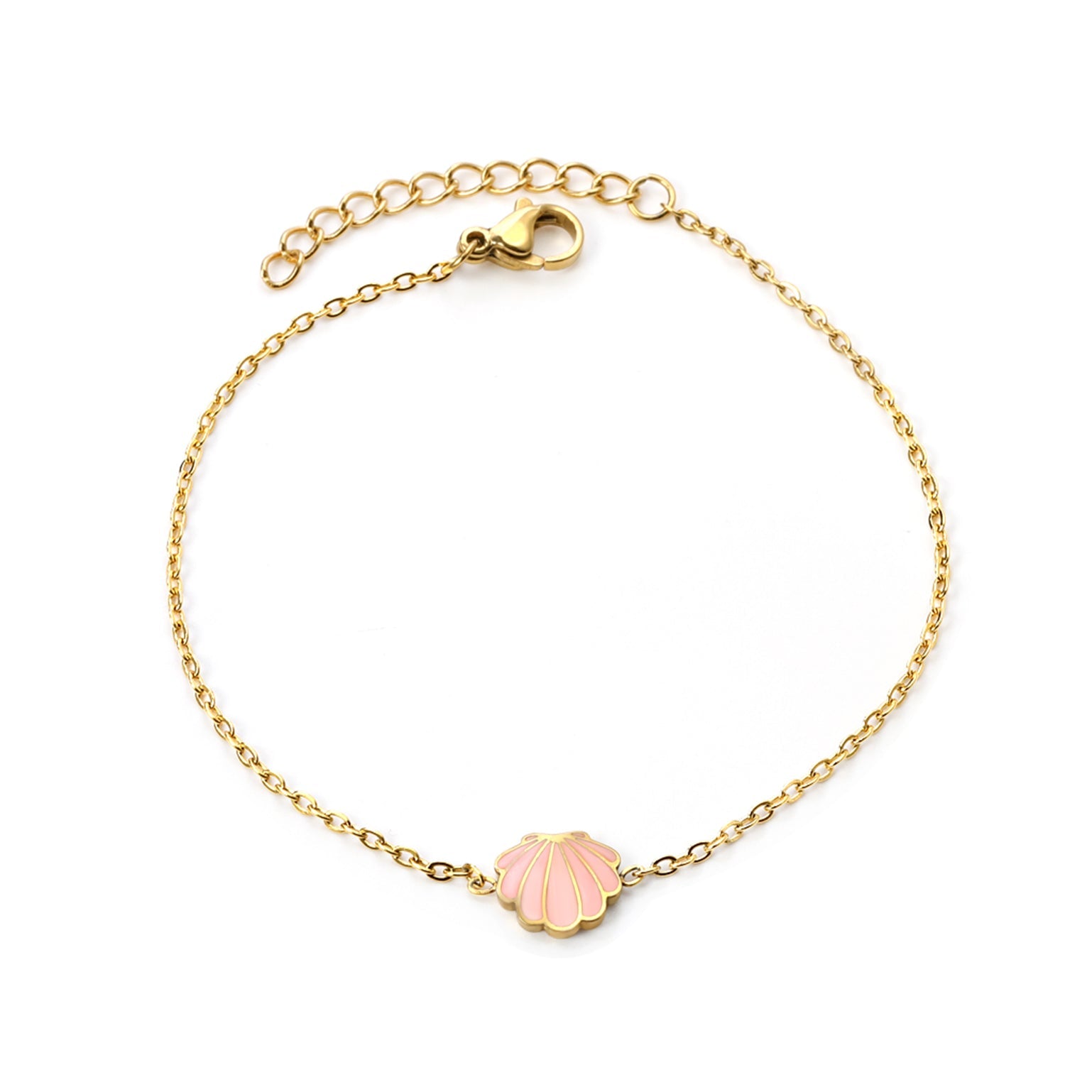 Shell with Pink Drip Oil*9.4*8.4 Bracelet 18+3cm asonjewelry