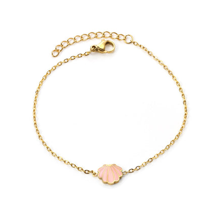 Shell with Pink Drip Oil*9.4*8.4 Bracelet 18+3cm asonjewelry