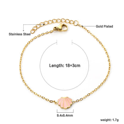 Shell with Pink Drip Oil*9.4*8.4 Bracelet 18+3cm asonjewelry