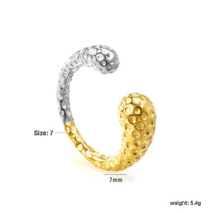 Two - Tone Gold - Silver Textured - Linked Open Ring