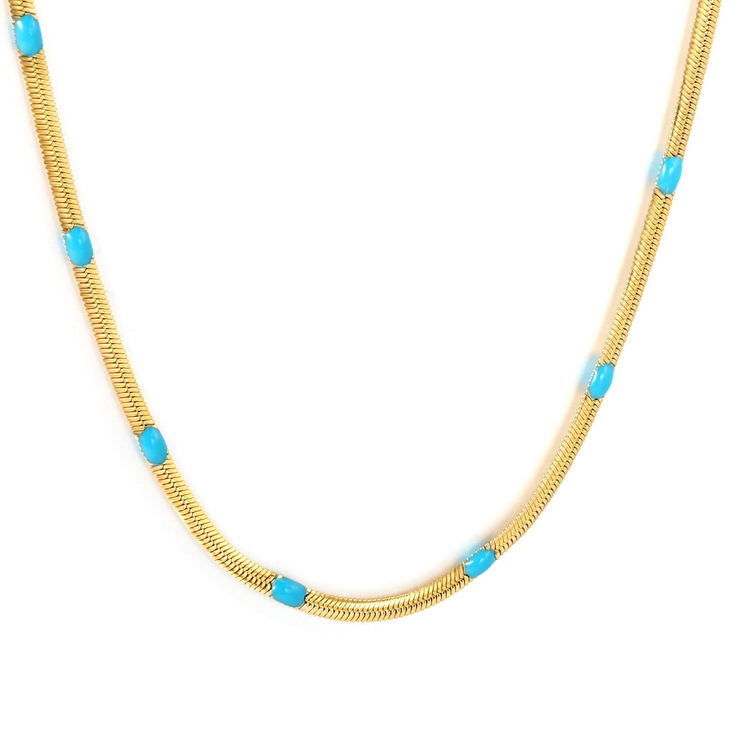 19 places front and back blue oil drop necklace 2.3mm*42+5cm asonjewelry