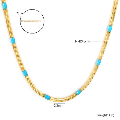 19 places front and back blue oil drop necklace 2.3mm*42+5cm asonjewelry