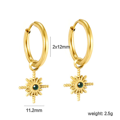 2*12mm I.D. earrings+11.2mm Polaris with white pearl/white/green zirconia earrings Gold color asonjewelry