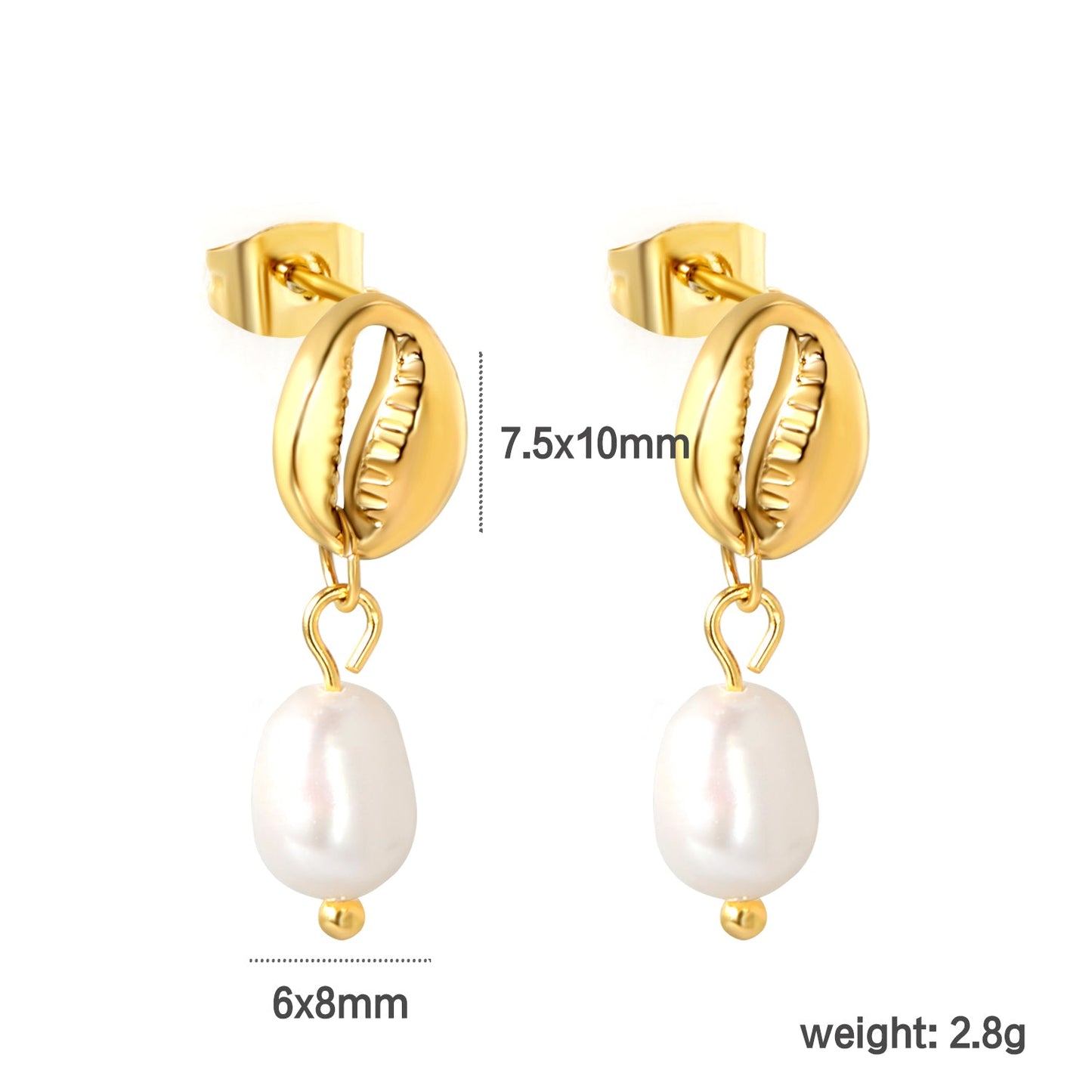 7.5*10mm Coffee Bean+6*8mm Freshwater Pearl Earrings Gold Color asonjewelry
