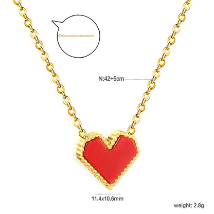 11.4*10.6mm Heart Shape Sticky White/Black/Red Acrylic Pendant 42+5cm+6mm Round Plaque Necklace Golden asonjewelry