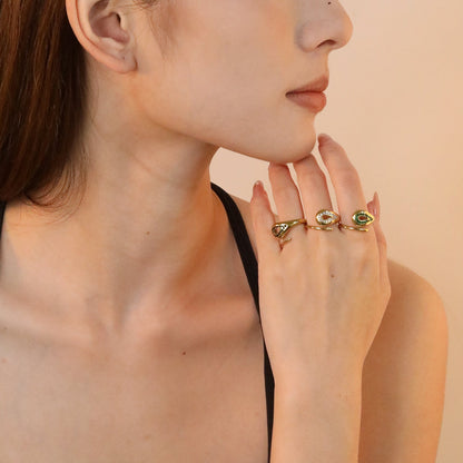 Wholesale 18K Gold Plated Teardrop Gemstone Ring Set Hypoallergenic asonjewelry