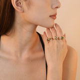 Wholesale 18K Gold Plated Teardrop Gemstone Ring Set Hypoallergenic