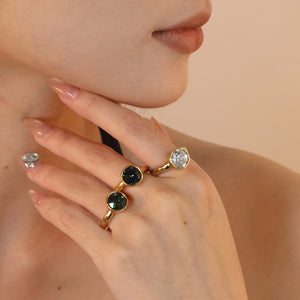 Wholesale 18K Gold Plated Solitaire Gemstone Ring Set Hypoallergenic