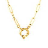 1.0 x 4 x 12 cm long flat cross chain * 40 cm + round clasp outer diameter 14.3 mm necklace, gold