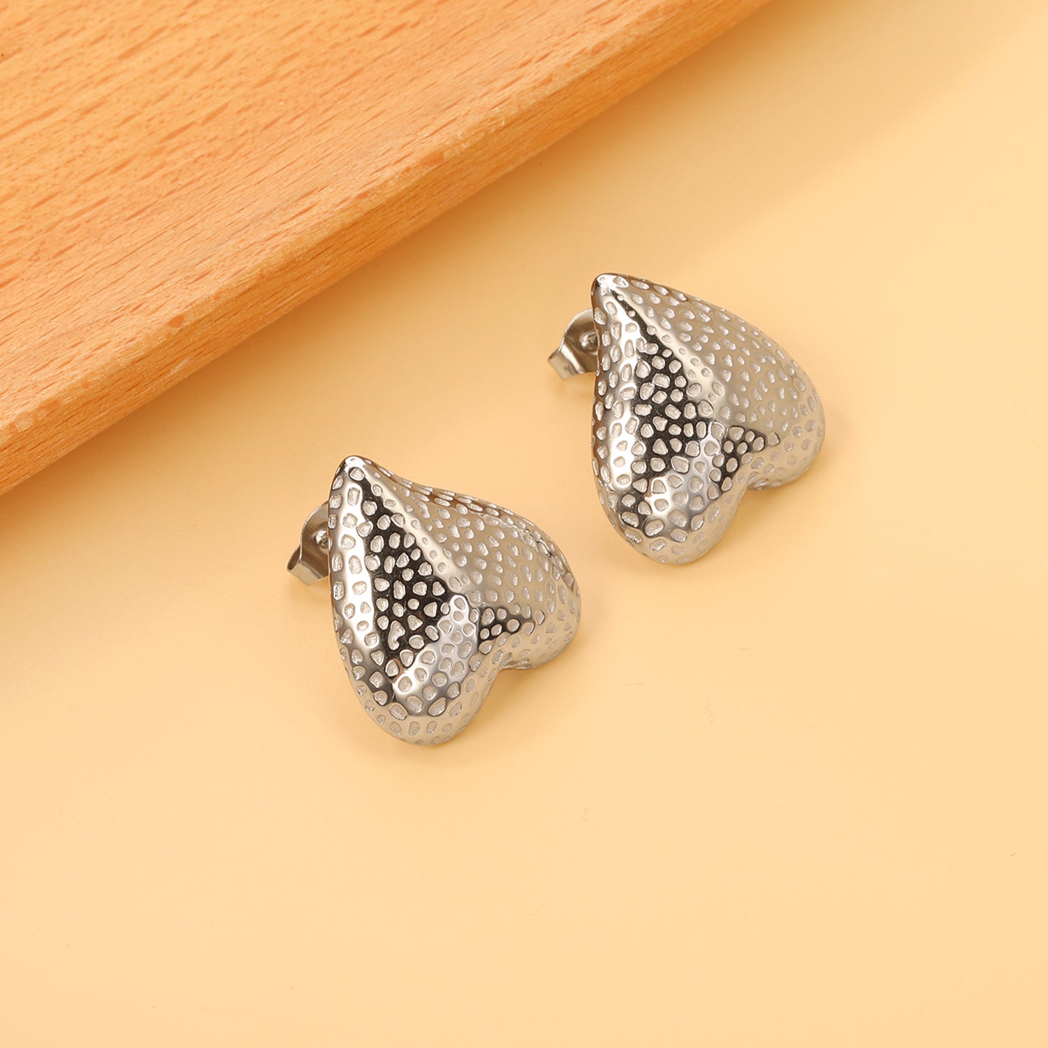 Inverted Peach Heart Pitted Face Earrings 19.7*21mm asonjewelry