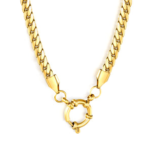 5.0NK gold dragon chain + 43cm + round clasp outer diameter 14.1mm necklace, gold