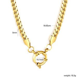 5.0NK gold dragon chain + 43cm + round clasp outer diameter 14.1mm necklace, gold